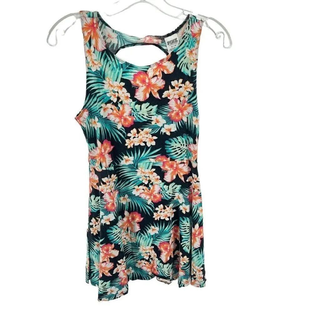 Victoria's Secret Pink Womens Tropical Dress Stretch Cutout Multicolor Medium